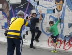 Stupid father at the Berlin Wall, 2014